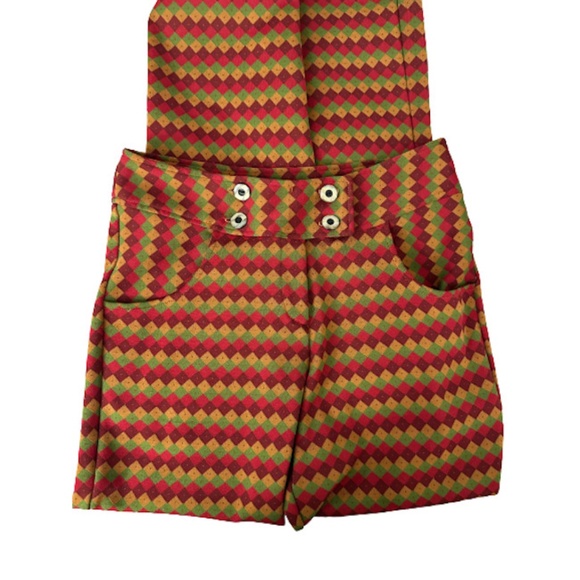 Vtg 60s 70s Multicolor Geometric Print Hip Hugger Pants M - Picture 7 of 10